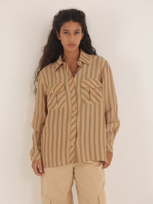 Striped button-down shirt