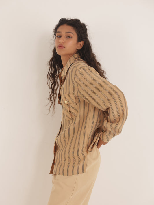 Striped button-down shirt