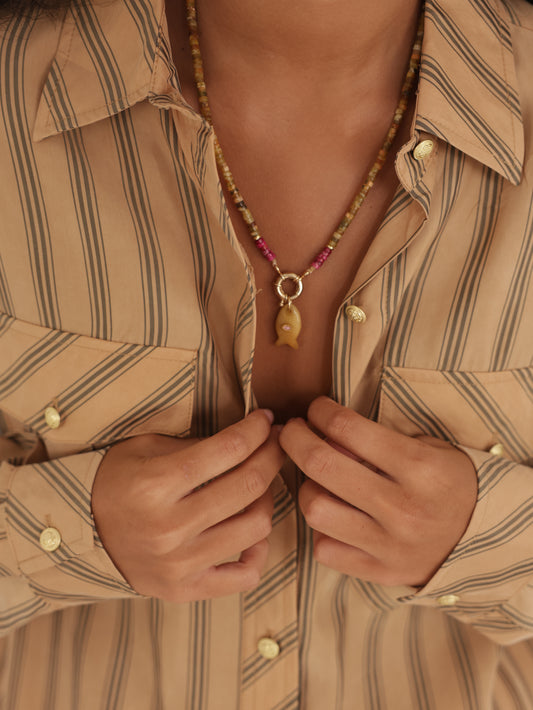 Striped button-down shirt