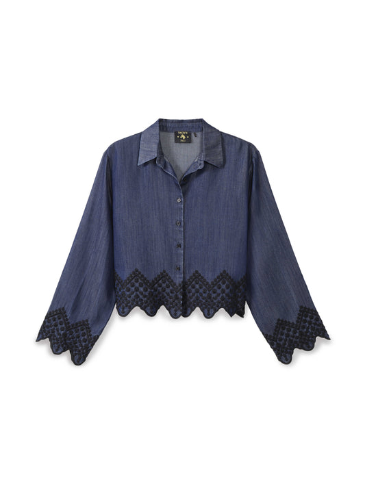 Denim shirt with embroidery