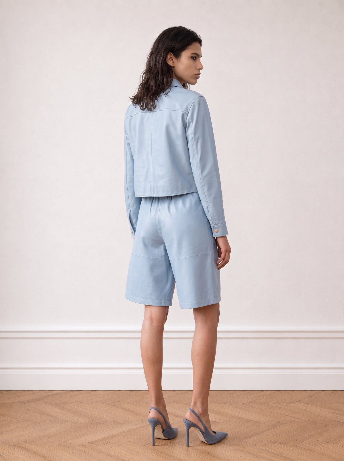 Button-down leather shirt