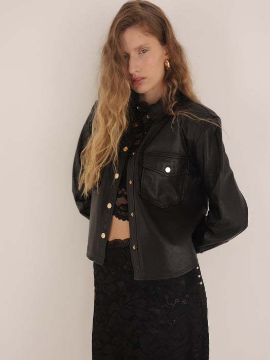 Leather crop top