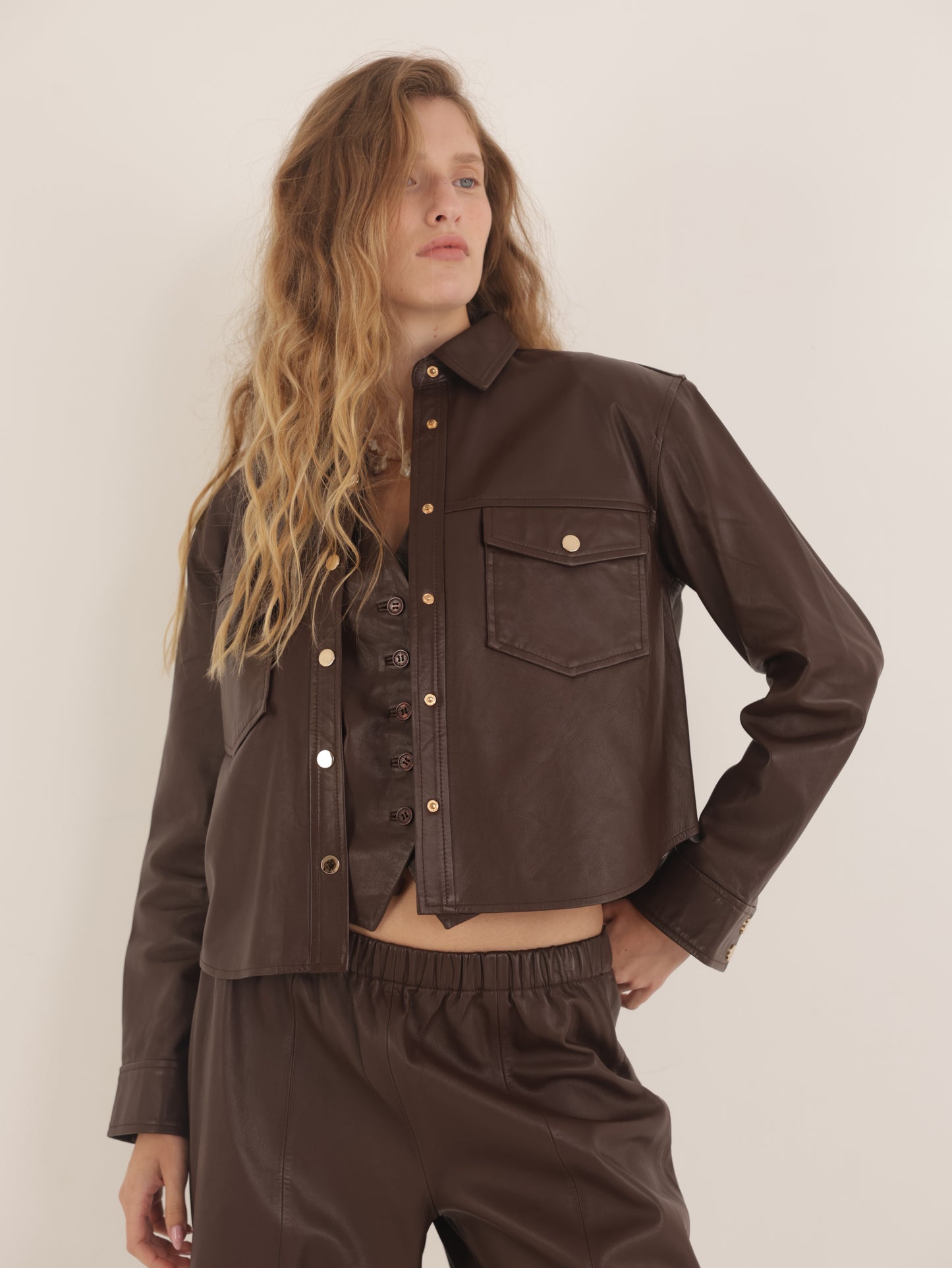 Leather crop top