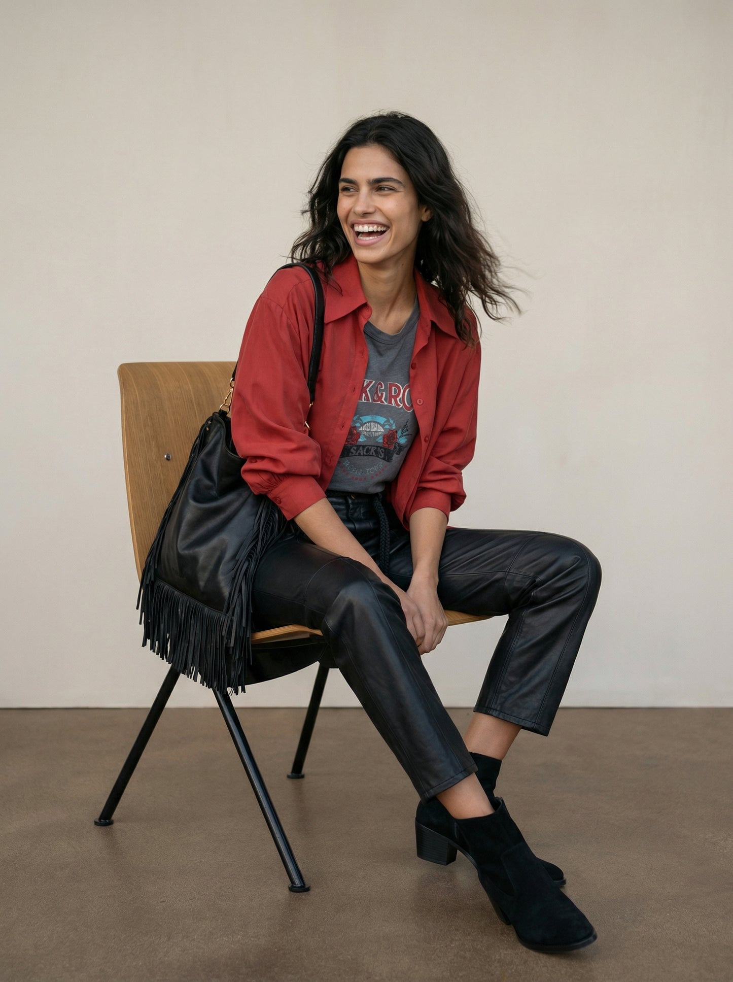 Button-down silk shirt