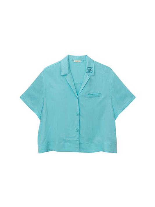 Short Sleeve Cropped Button Shirt