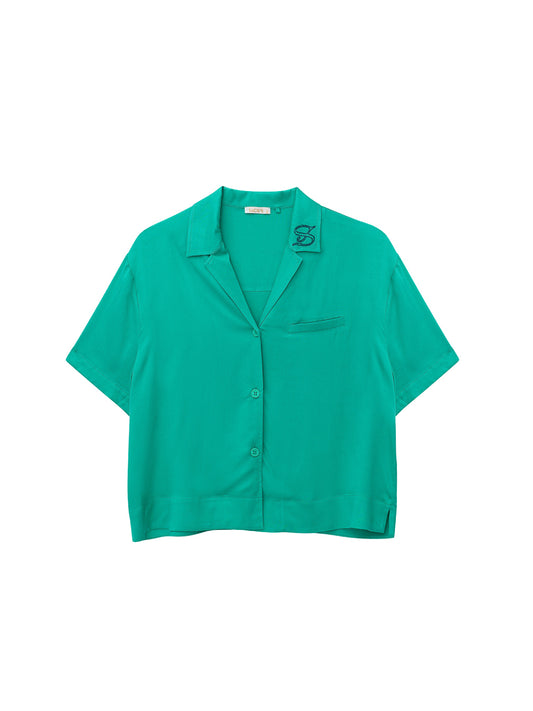 Short Sleeve Cropped Button Shirt