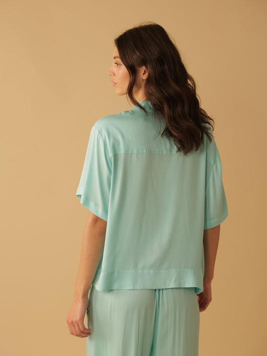 Short Sleeve Cropped Button Shirt