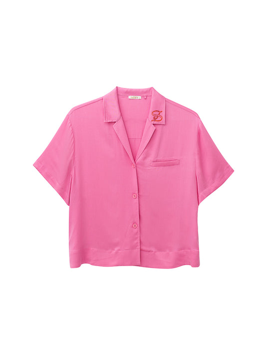 Short Sleeve Cropped Button Shirt