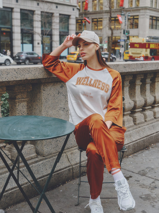 Printed raglan satin shirt