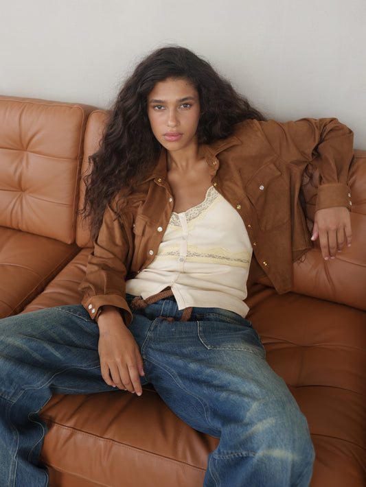 Suede Button-Down Shirt