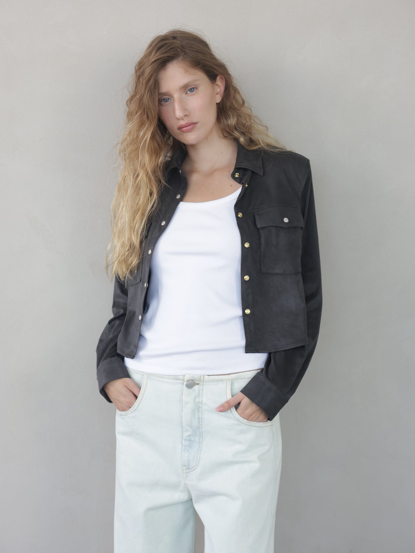 Suede Button-Down Shirt
