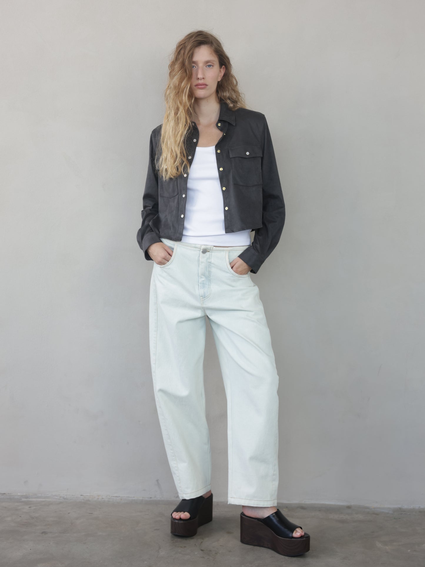 Suede Button-Down Shirt