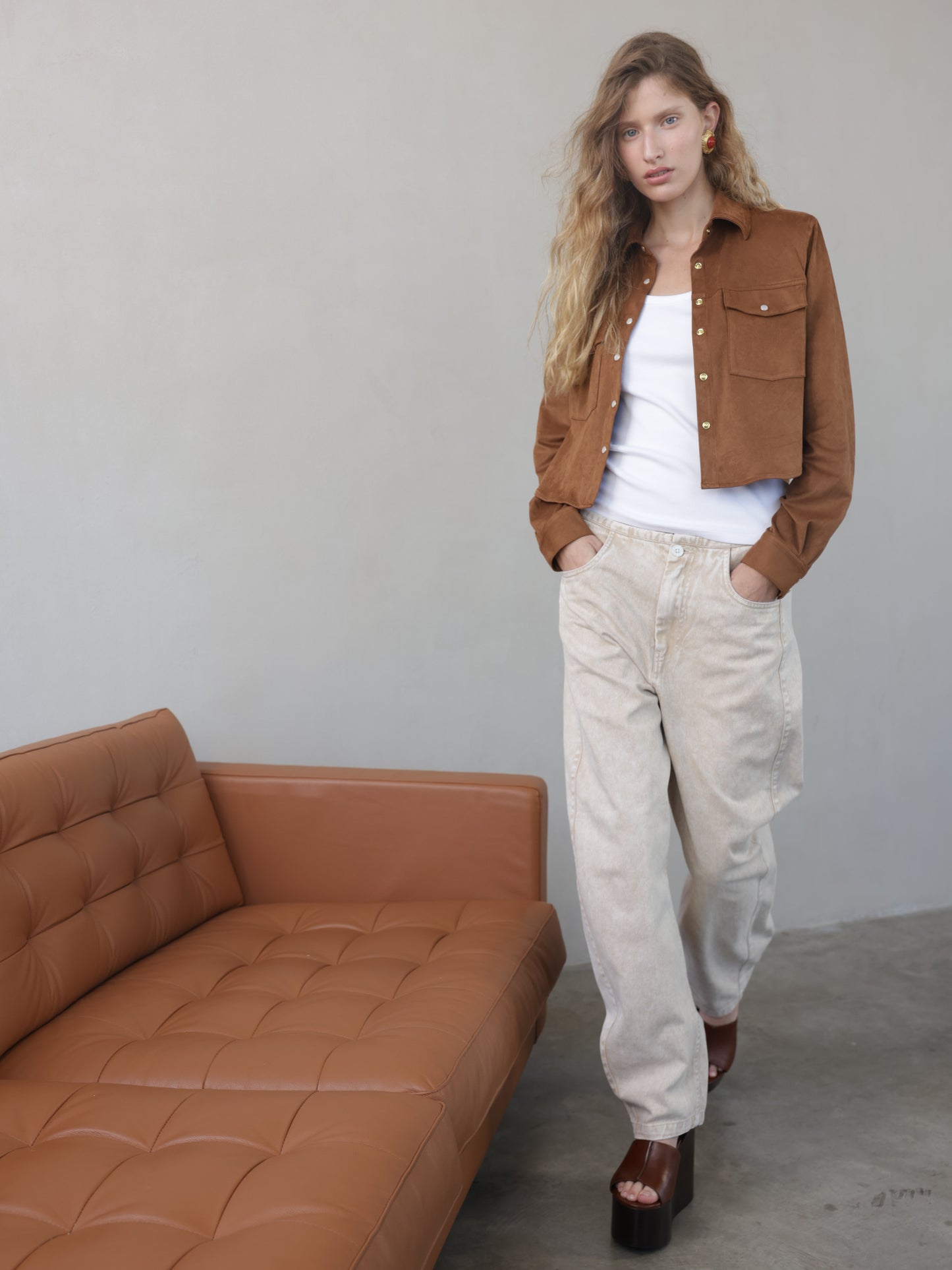 Suede Button-Down Shirt