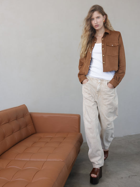 Suede Button-Down Shirt