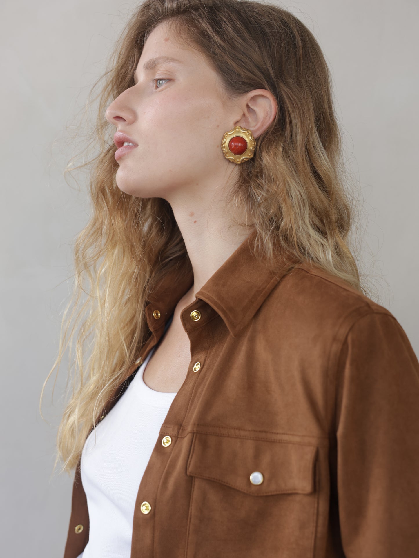 Suede Button-Down Shirt