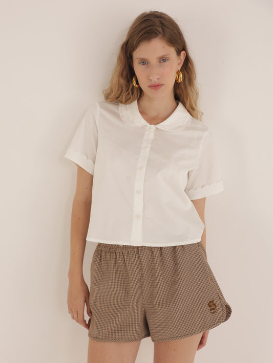 Embroidered button-down shirt