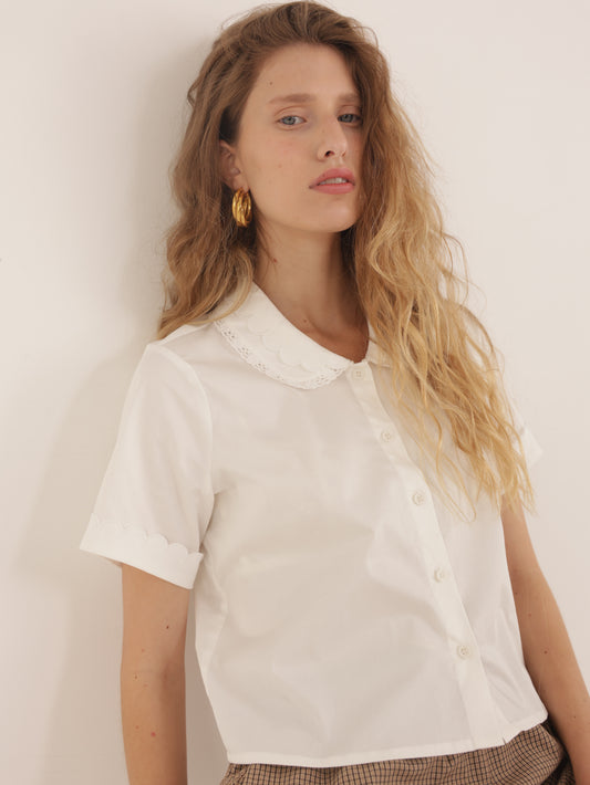 Embroidered button-down shirt