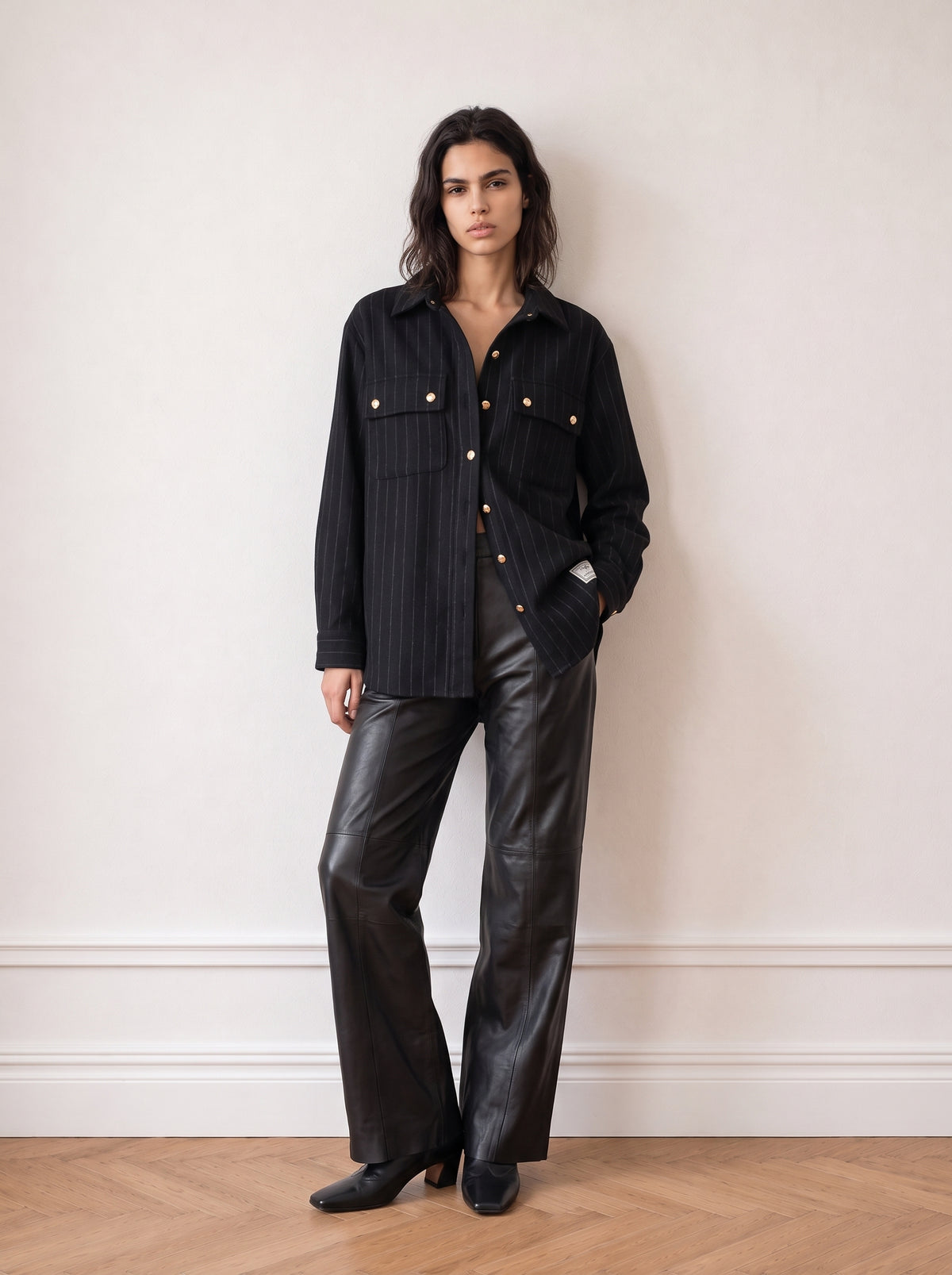 Button-up wool shirt
