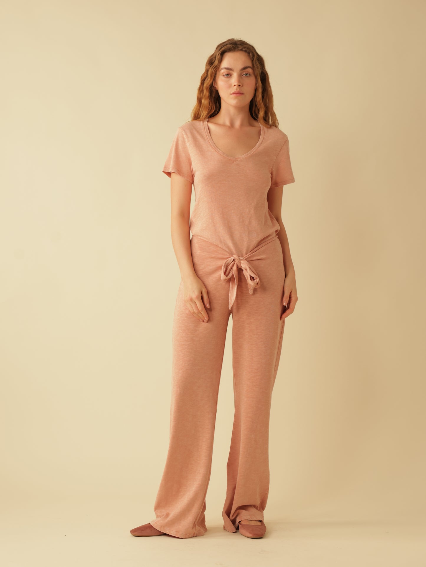 Tie Front Flare Leg Pant