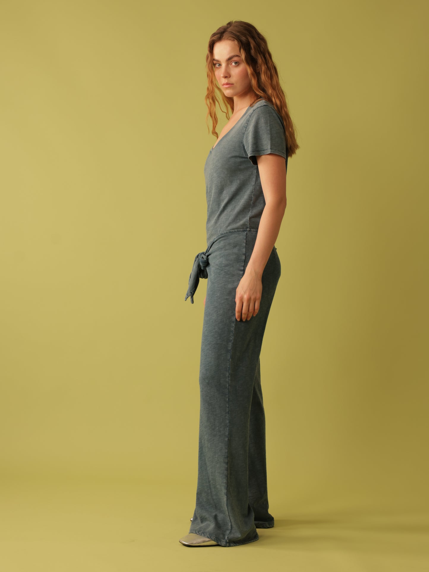 Tie Front Flare Leg Pant