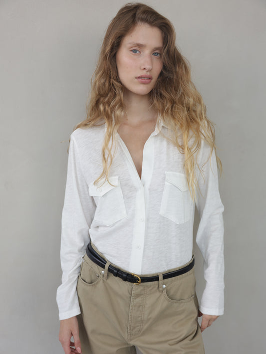 Men's button-down slub shirt