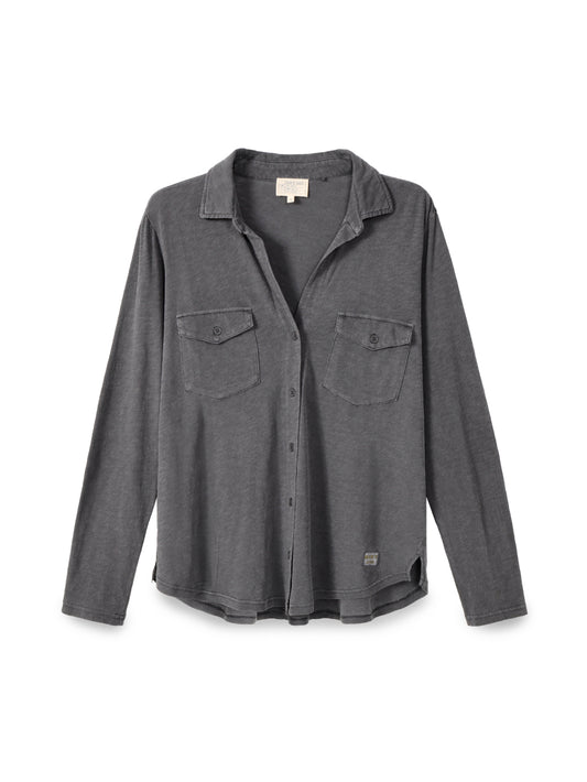 Men's button-down slub shirt
