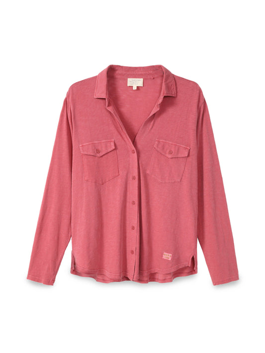 Men's button-down slub shirt