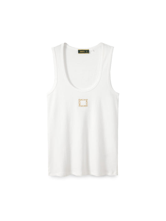 Embroidered single jersey tank top