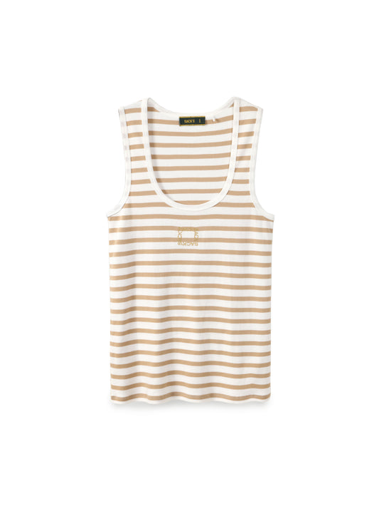 Embroidered single jersey tank top