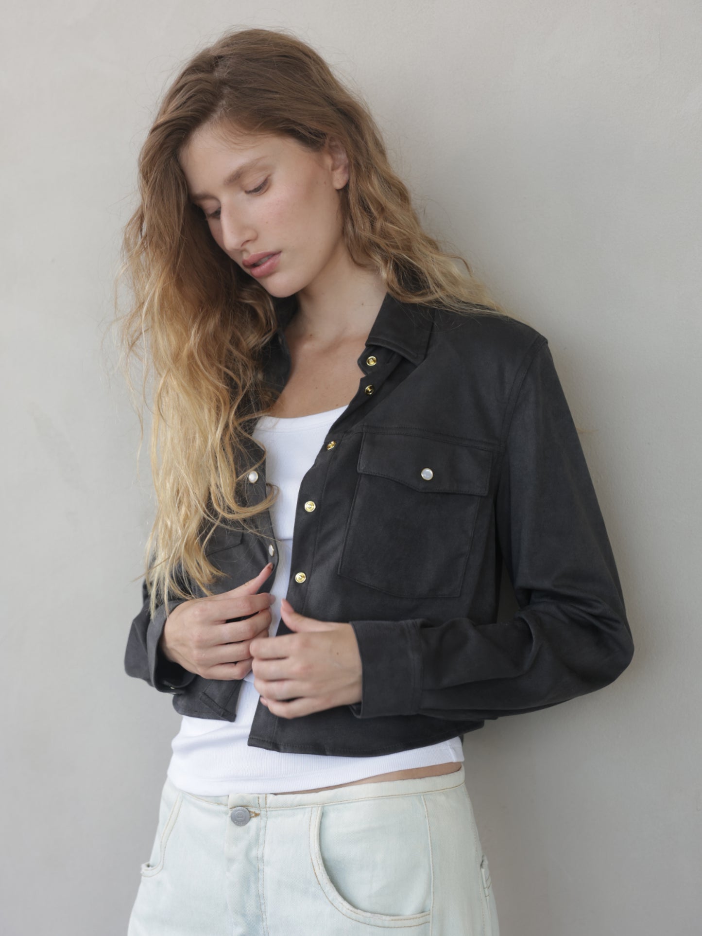 Suede Button-Down Shirt
