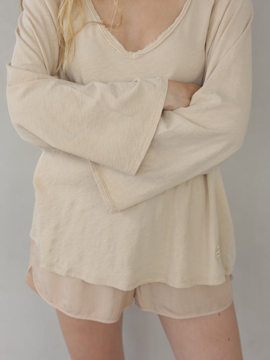Bell sleeve V-neck Top