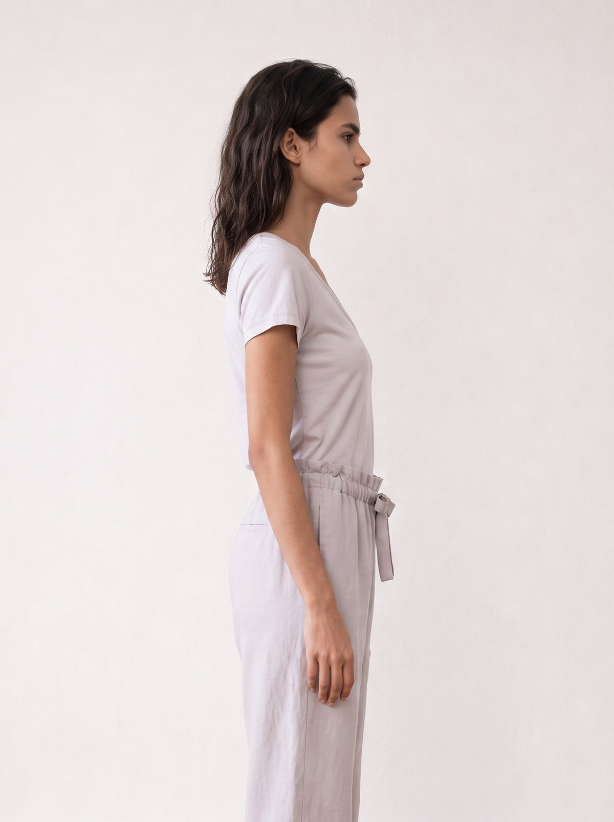 Short-sleeve V-neck jersey top