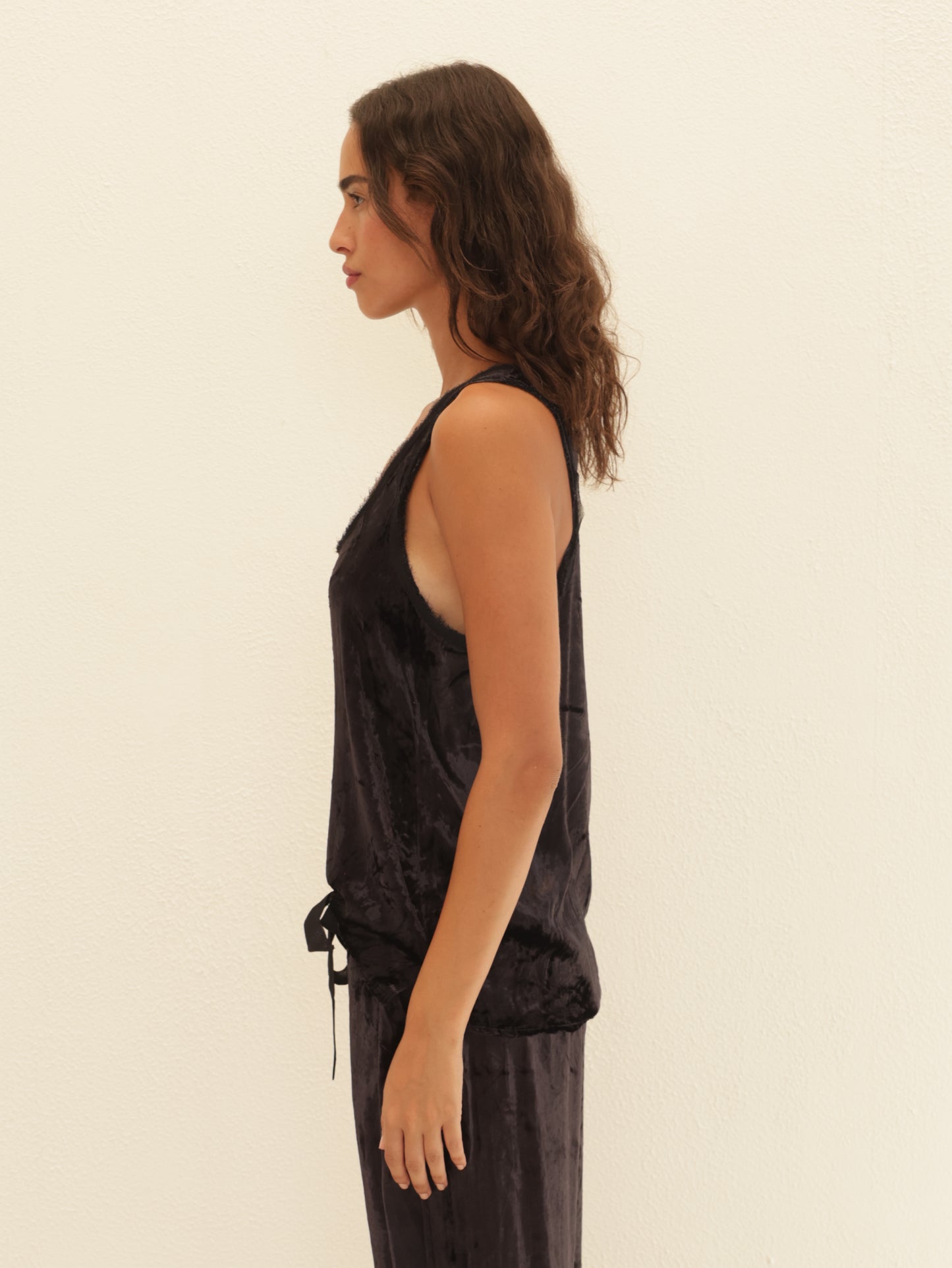 Embroidered Velvet Tank Top