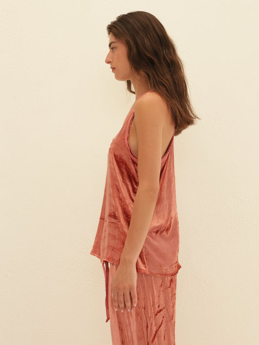 Embroidered Velvet Tank Top