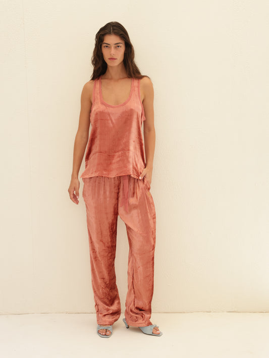 Embroidered Velvet Tank Top