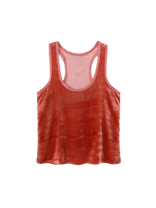 Embroidered Velvet Tank Top