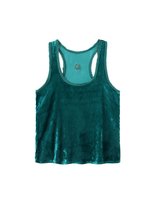 Embroidered Velvet Tank Top