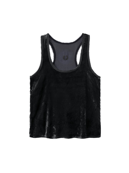 Embroidered Velvet Tank Top