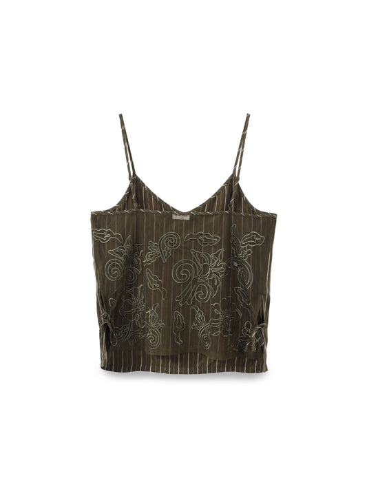 V-shirt Embroidered With Stripes