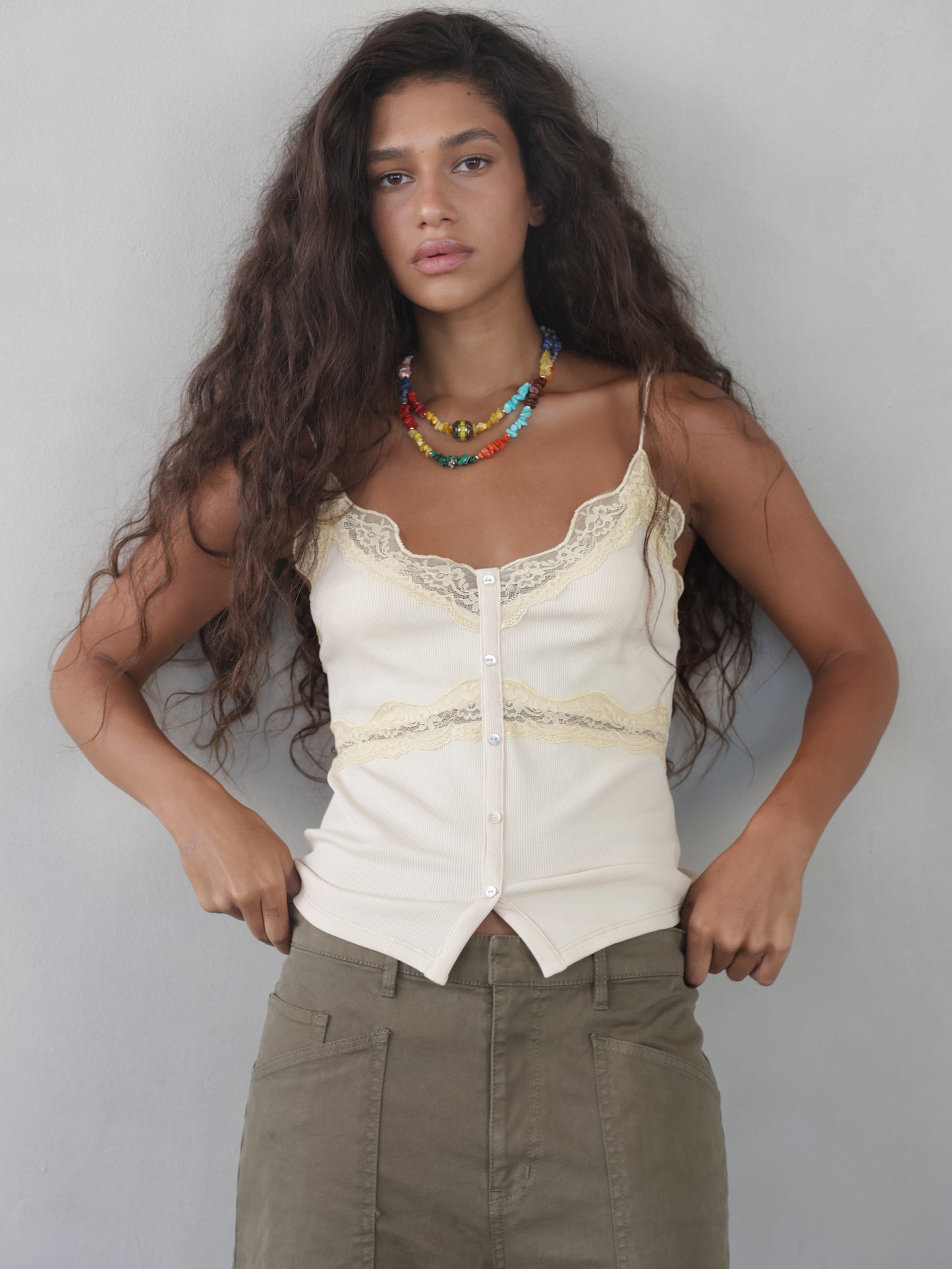 Rib Lace Tank Top