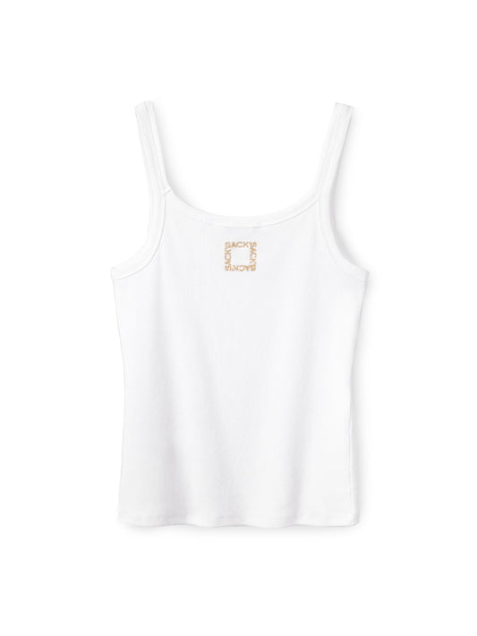 Embroidered ribbed tank top
