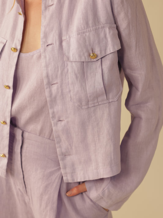 Collarless Cropped Jacket