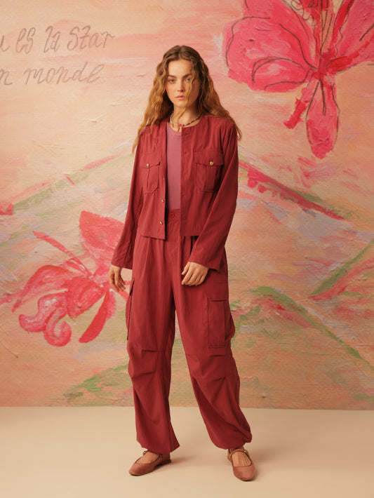 Collarless Cropped Jacket