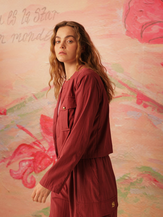 Collarless Cropped Jacket