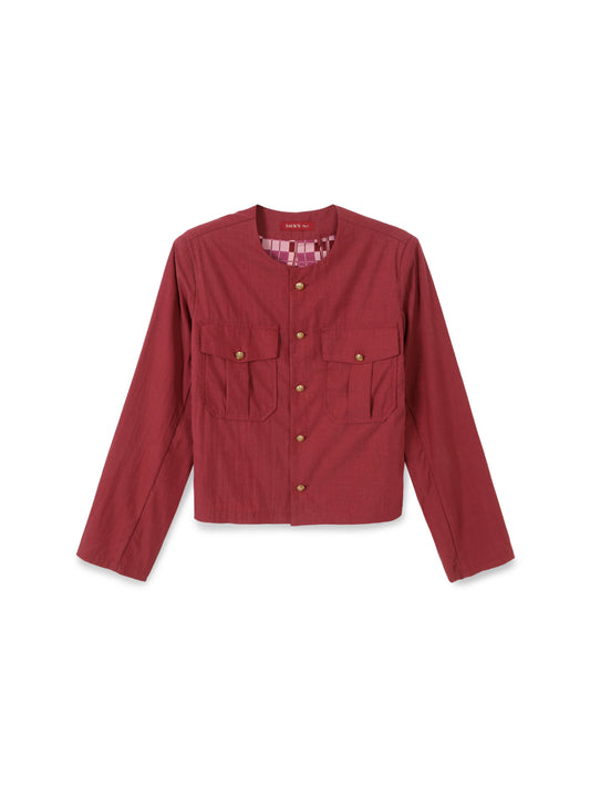 Collarless Cropped Jacket