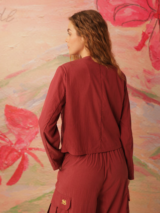 Collarless Cropped Jacket