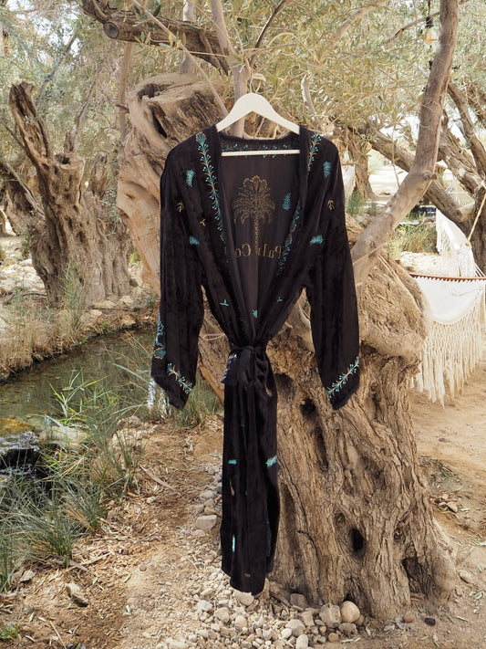 Embroidered Velvet Kimono