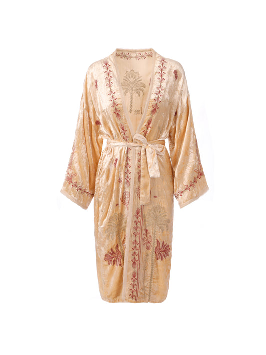 Embroidered Velvet Kimono
