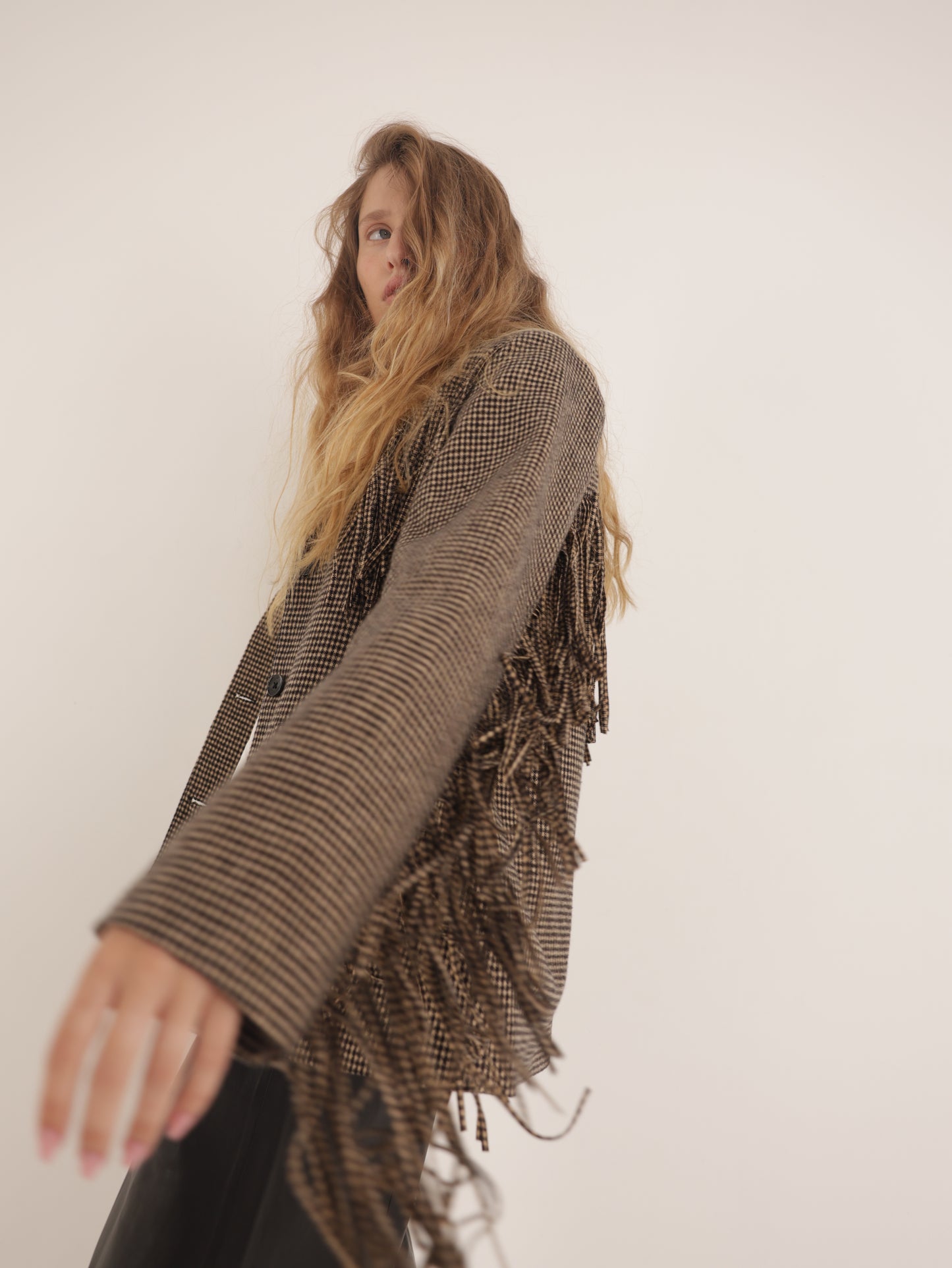 Checkered Jacket with fringes