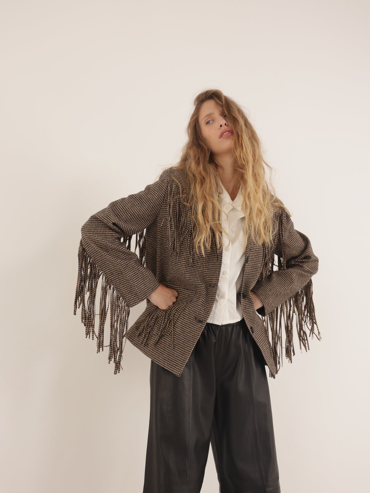Checkered Jacket with fringes
